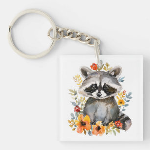 Blume Raccoon Schlüsselanhänger