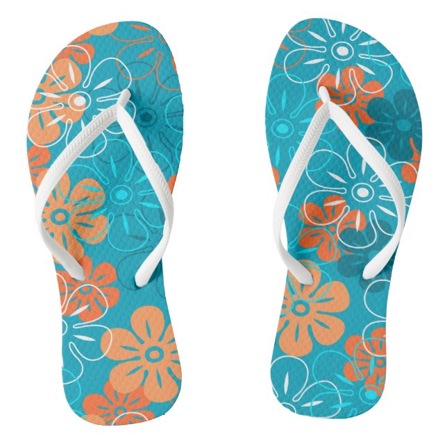 Blume Rain Hawaiian Retro Floral Flip Flops (Fußbett)