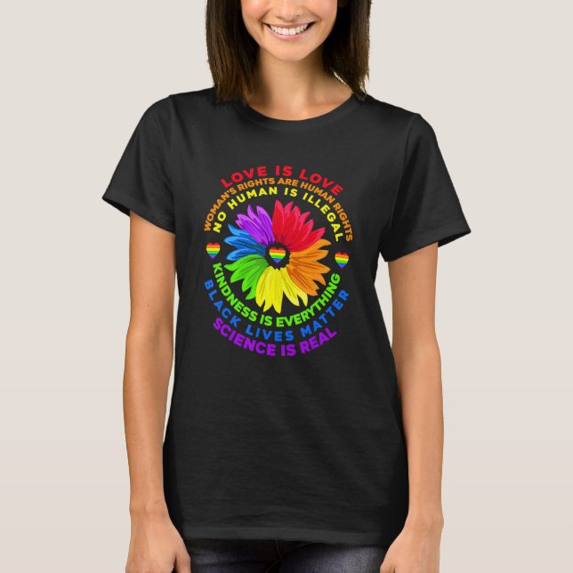 Blume Rainbow Human Black Living Rights Science T-Shirt (Vorderseite)