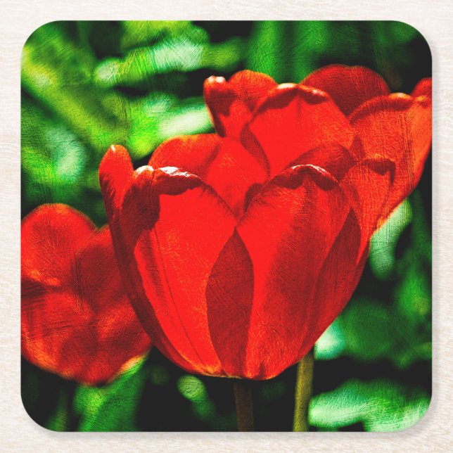 Blume Rechteckiger Pappuntersetzer (Vorderseite)
