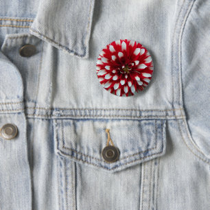 Blume Red and White Dahlia Button