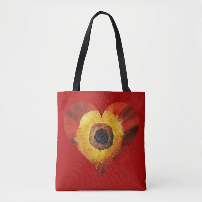 Blume Red Art HeartCustom All-Over-Print Tote Bag Tasche (Vorderseite)