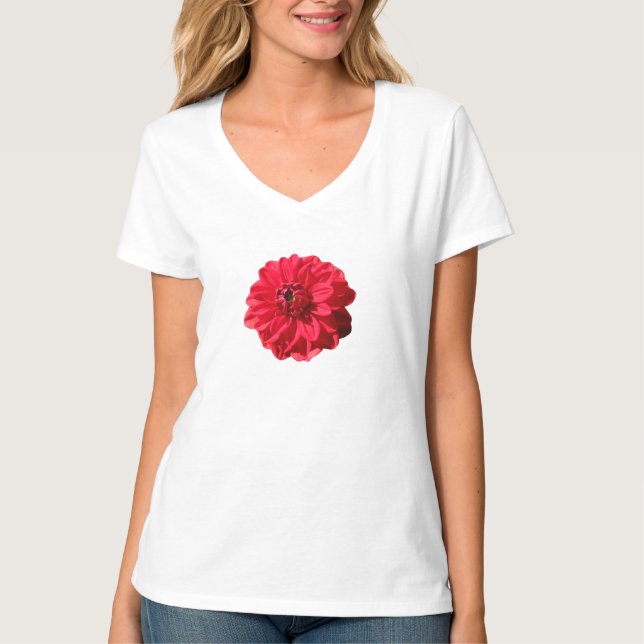 Blume Red Dahlia T-Shirt (Vorderseite)