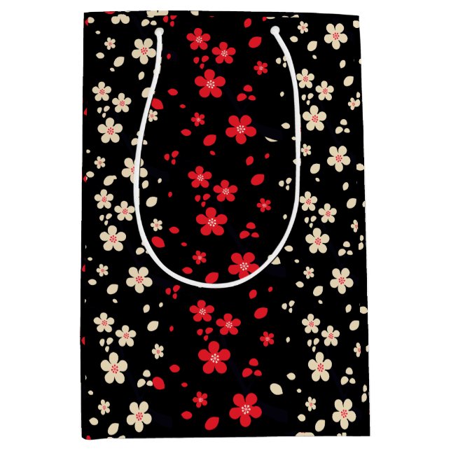 Blume Red & White Mittlere Geschenktüte (Vorderseite)