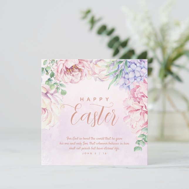 Blume Religiöse Schrift Ostern Grußkarte Karte (Stehend Vorderseite)