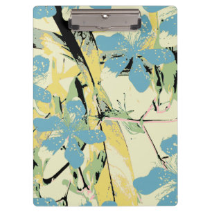 Blume Retro blau und gelb Klemmbrett