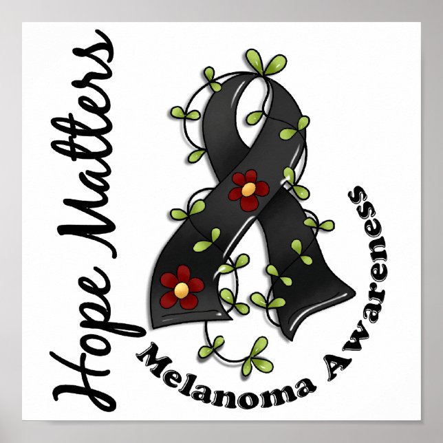 Blume Ribbon 4 Hoffnung Materie Melanom Poster (Vorne)