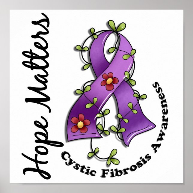 Blume Ribbon 4 Hoffnung Materie zystische Fibrose Poster (Vorne)