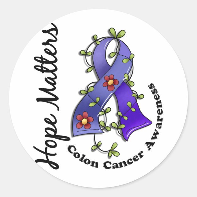 Blume Ribbon 4 Hoffnung Matters Colon Cancer Runder Aufkleber (Vorderseite)