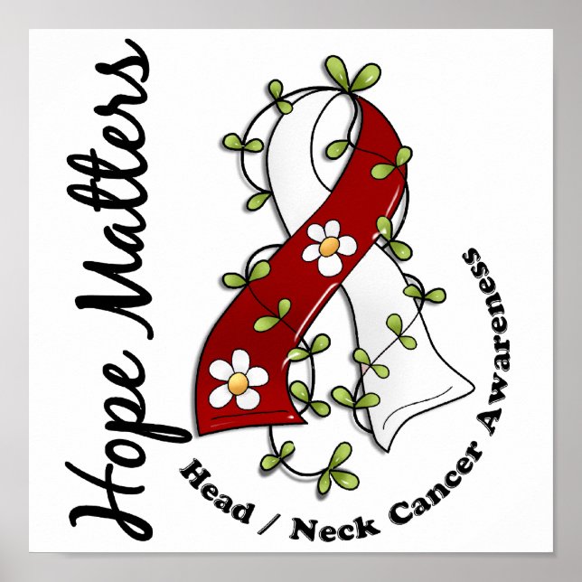Blume Ribbon 4 Hoffnungsfragen Kopf Nackenkrebs Poster (Vorne)