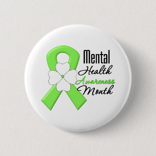 Blume Ribbon - Monat der psychischen Gesundheit Button