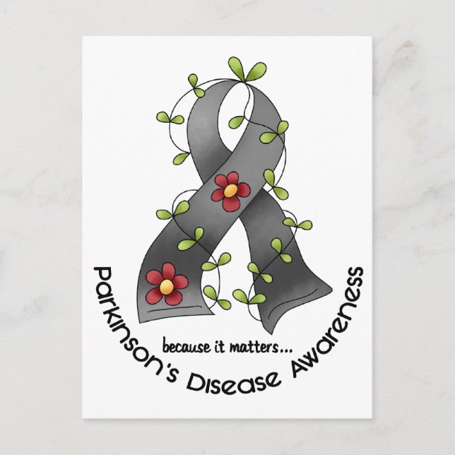 Blume Ribbon PARKINSONs T-Shirts zur KRANKHEIT Postkarte (Vorderseite)