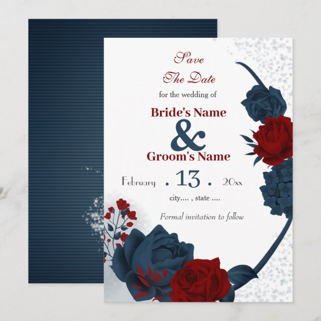 Blume romantisch save the date (Vorne/Hinten)