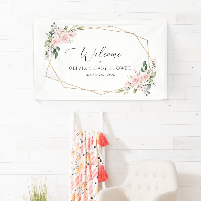 Blume, rosa Blume, Babydusche - Empfang Banner (Insitu)