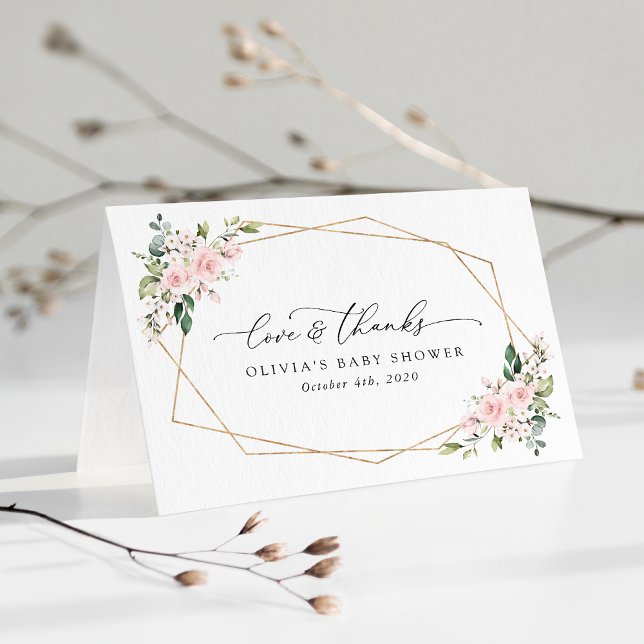 Blume, rosa Blume, Boho, Babydusche Dankeskarte (Von Creator hochgeladen)