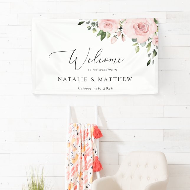 Blume, rosa Blume, Boho, Begrüßung Banner (Insitu)