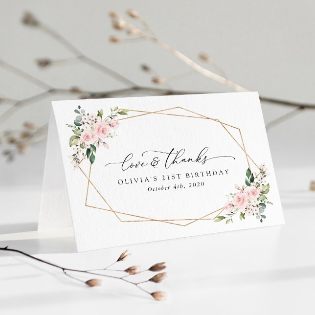 Blume, rosa Blume, Boho, Geburtstag Dankeskarte (Von Creator hochgeladen)