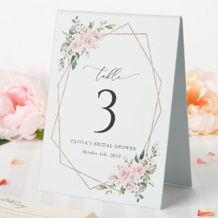 Blume, rosa Blume, Boho, Tischnummern Tischaufsteller