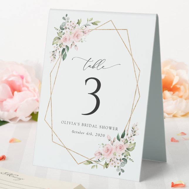 Blume, rosa Blume, Boho, Tischnummern Tischaufsteller (In Situ (Hochzeit))