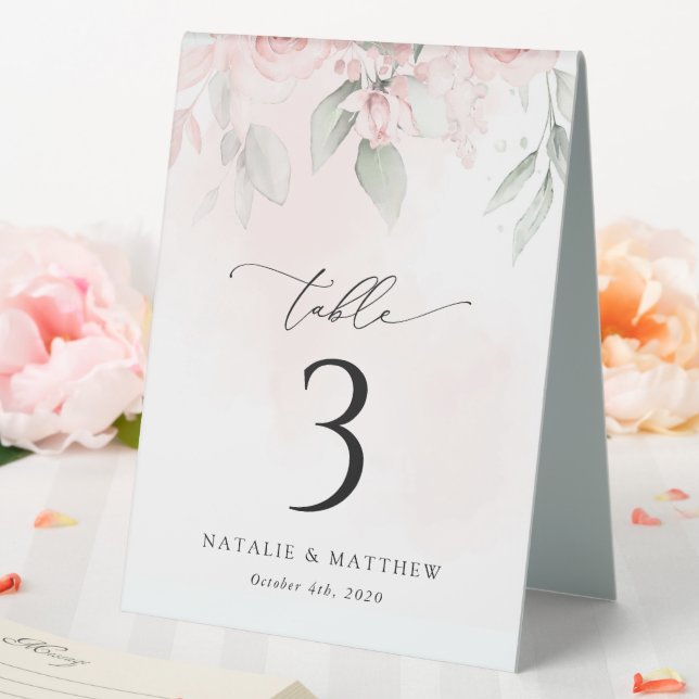 Blume, rosa Blume, Boho, Tischnummern Tischaufsteller (In Situ (Hochzeit))
