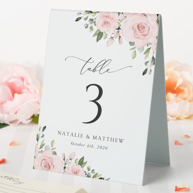 Blume, rosa Blume, Boho, Tischnummern Tischaufsteller (In Situ (Hochzeit))