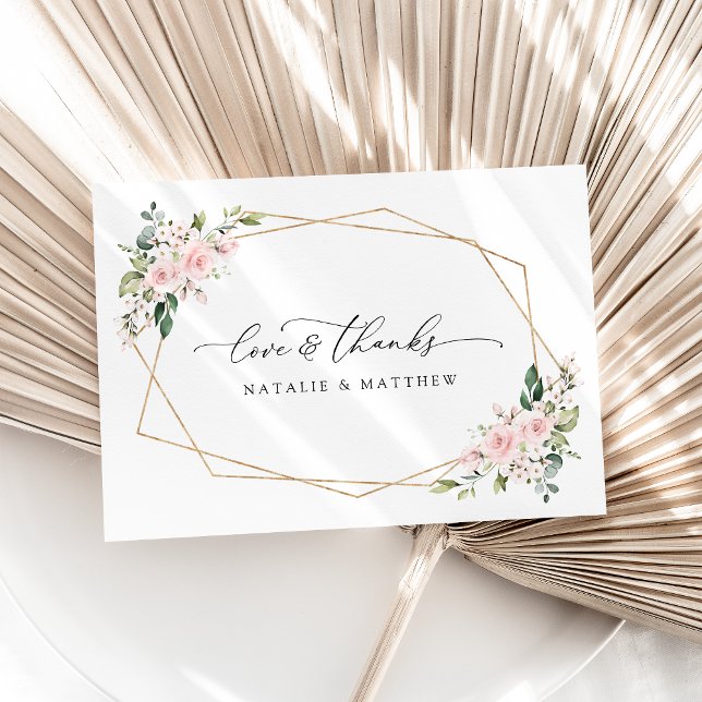 Blume, rosa Blume, Grünpflanzen, Hochzeit Dankeskarte (Von Creator hochgeladen)