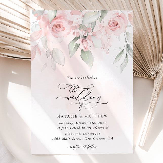 Blume, rosa Blume, Grünpflanzen, Hochzeit Einladung (Von Creator hochgeladen)