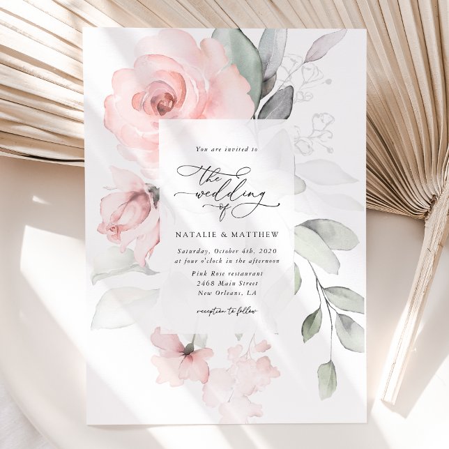 Blume, rosa Blume, Grünpflanzen, Hochzeit Einladung (Von Creator hochgeladen)