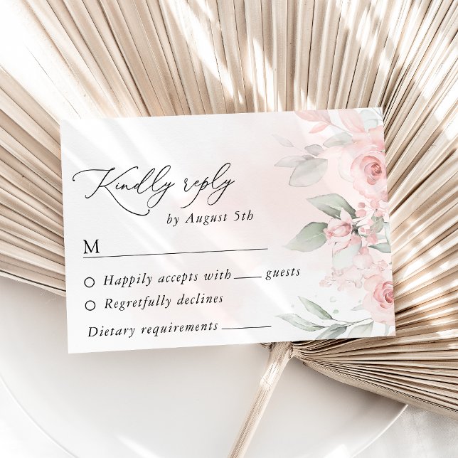 Blume, rosa Blume, Grünpflanzen, Hochzeit RSVP Karte (Von Creator hochgeladen)