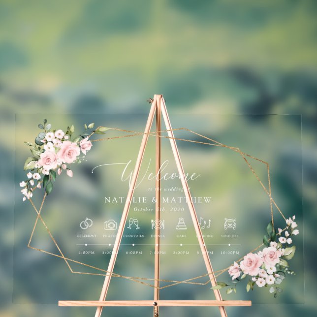 Blume, rosa Blume, Hochzeitszeitschrift Acrylschild (Neutral)