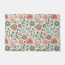 Blume rosa, botanisch-grünbraune Türmchen Fußmatte
