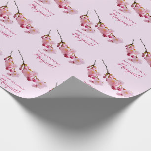Blume Rosa Cherry Blossom Branches Happy Birthday Geschenkpapier