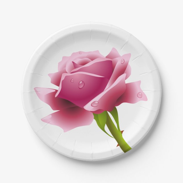 Blume Rosa florale - Hochzeit / Party Pappteller (Vorderseite)