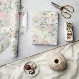 Blume Rosa Grünes botanisches Muster Geschenkpapier