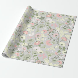 Blume Rosa Grünes botanisches Muster Geschenkpapier