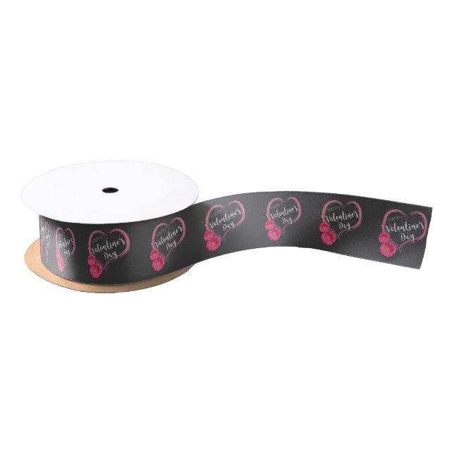Blume Rosa Herz - Valentinstag - Band Satinband (Spule)