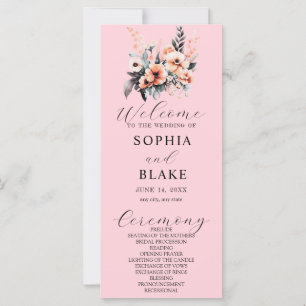 Blume Rosa Hochzeitsprogramm Weiß und Rot