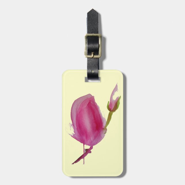 Blume Rosa Magnolia Gepäckanhänger (Vorderseite vertikal)