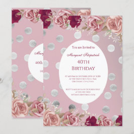 Blume Rosa Roses Geburtstagsparty Einladung