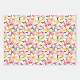 Blume Rosa und Weiße Plumeria Geschenkpapier Set