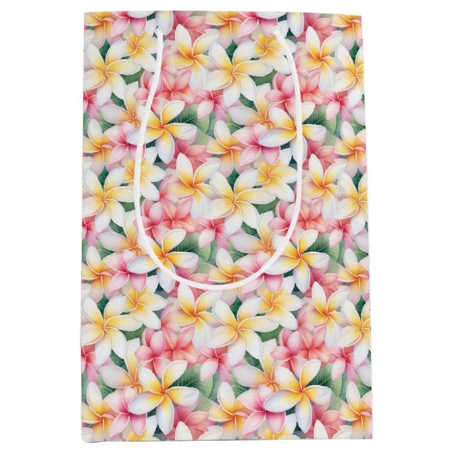 Blume Rosa und Weiße Plumeria Mittlere Geschenktüte (Vorderseite)
