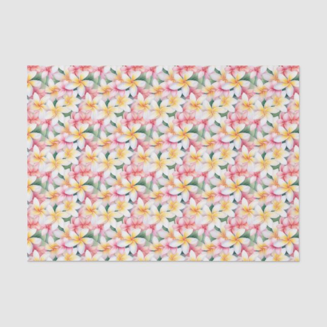 Blume Rosa und Weiße Plumeria Seidenpapier (Vorderseite)
