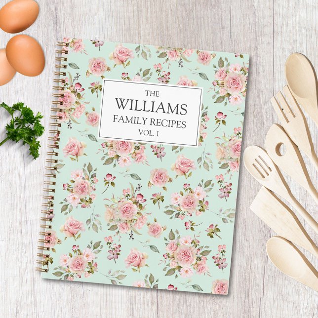 Blume Rosa Wasserfarbe Blumenmuster Notizbuch (In situ)