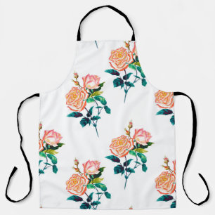 Blume Rose mit Blätter Aquarellfarben nahtlose Pa Schürze