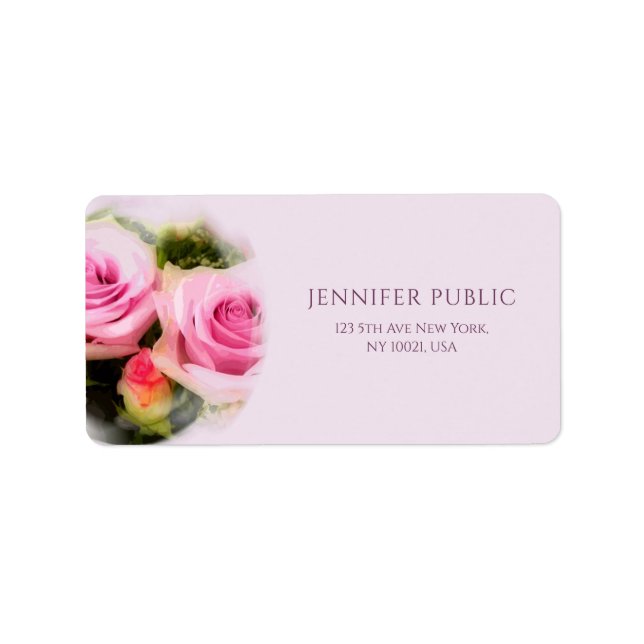 Blume Rose Modernes Design Blumenanschrift Adressaufkleber (Vorne)