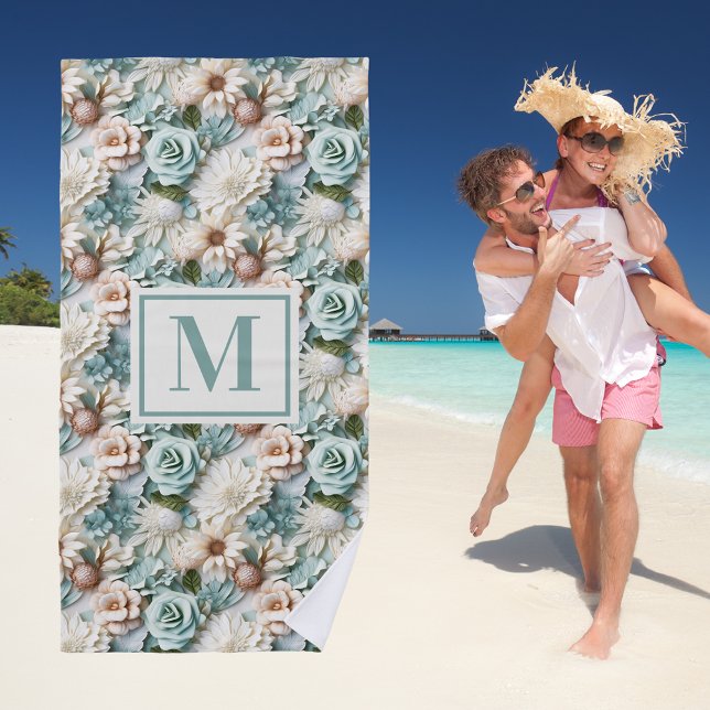 Blume rostgrüne Creme Strandtuch (Von Creator hochgeladen)