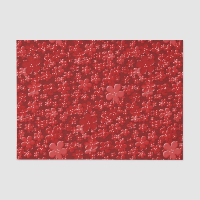 Blume-Rot-GEWEBE-WRAPPING-PAPIER Seidenpapier (Vorderseite)