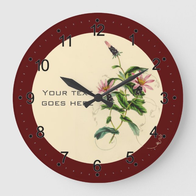 Blume rot große wanduhr (Vorderseite)