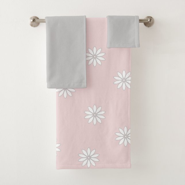 Blume, rot und grau badhandtuch set (Insitu)