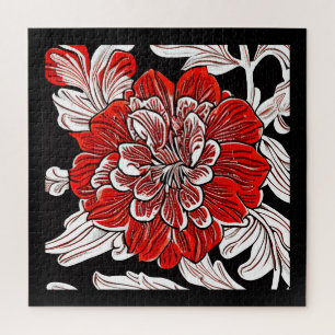 Blume Rot und Weiß im Jugendstil